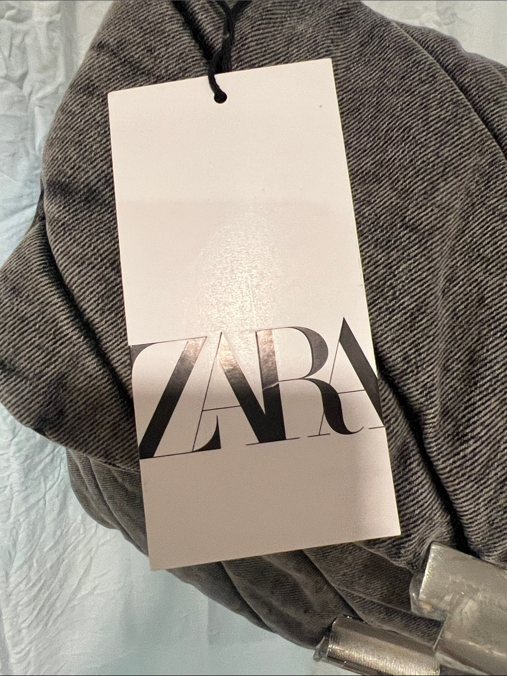 Zara Quilted Shoulder Bag in Dark Gray with Silver Chain - Picture 2 of 5